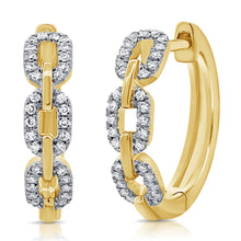 Load image into Gallery viewer, 14k Gold &amp; Diamond Link Huggie Earrings
