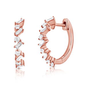 14k Gold & Diamond Huggie Earrings