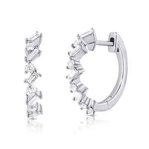 14k Gold & Diamond Huggie Earrings