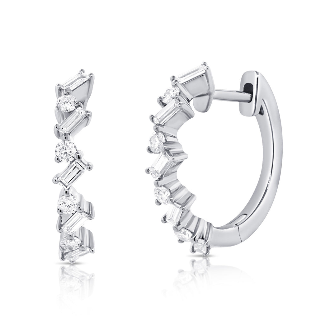 14k Gold & Diamond Huggie Earrings