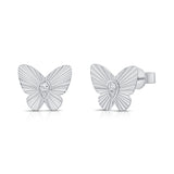14K Gold Diamond Butterfly Stud Earrings - 0.06 CT