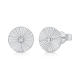 14K Gold Diamond Fluted Disc Stud Earrings - 0.07 CT