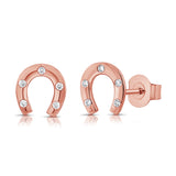 14K Gold Diamond Horseshoe Stud Earrings - 0.12 CT
