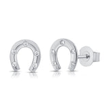 14K Gold Diamond Horseshoe Stud Earrings - 0.12 CT