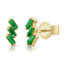 Load image into Gallery viewer, 14k Gold &amp; Baguette Gemstone Stud Earrings