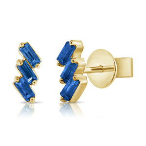 14k Gold & Baguette Gemstone Stud Earrings