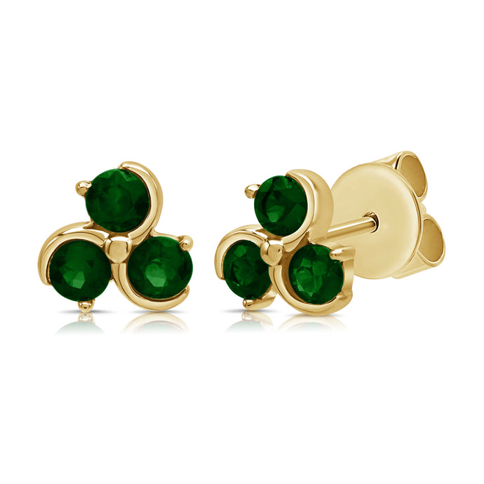 14K Gold Emerald Stud Earrings