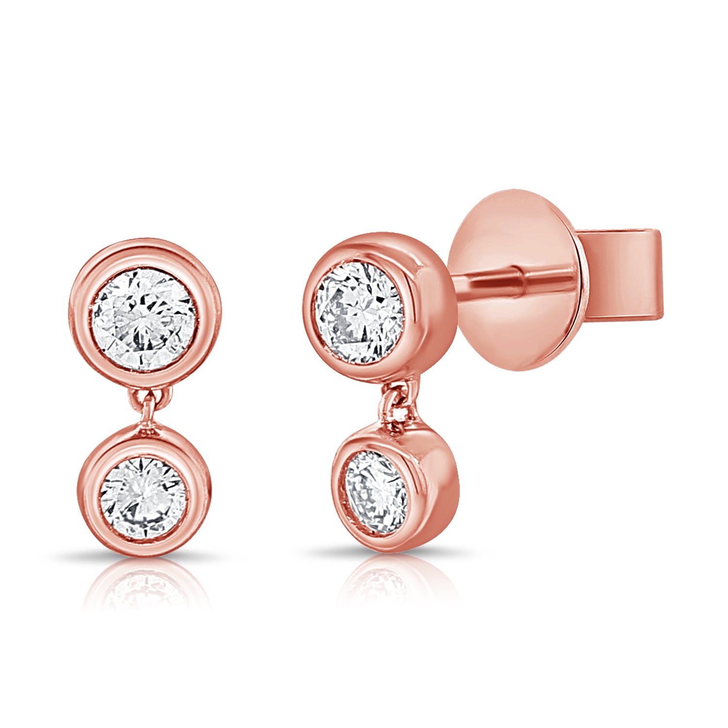 14K Gold Diamond Dangle Stud Earrings - 0.30 CT