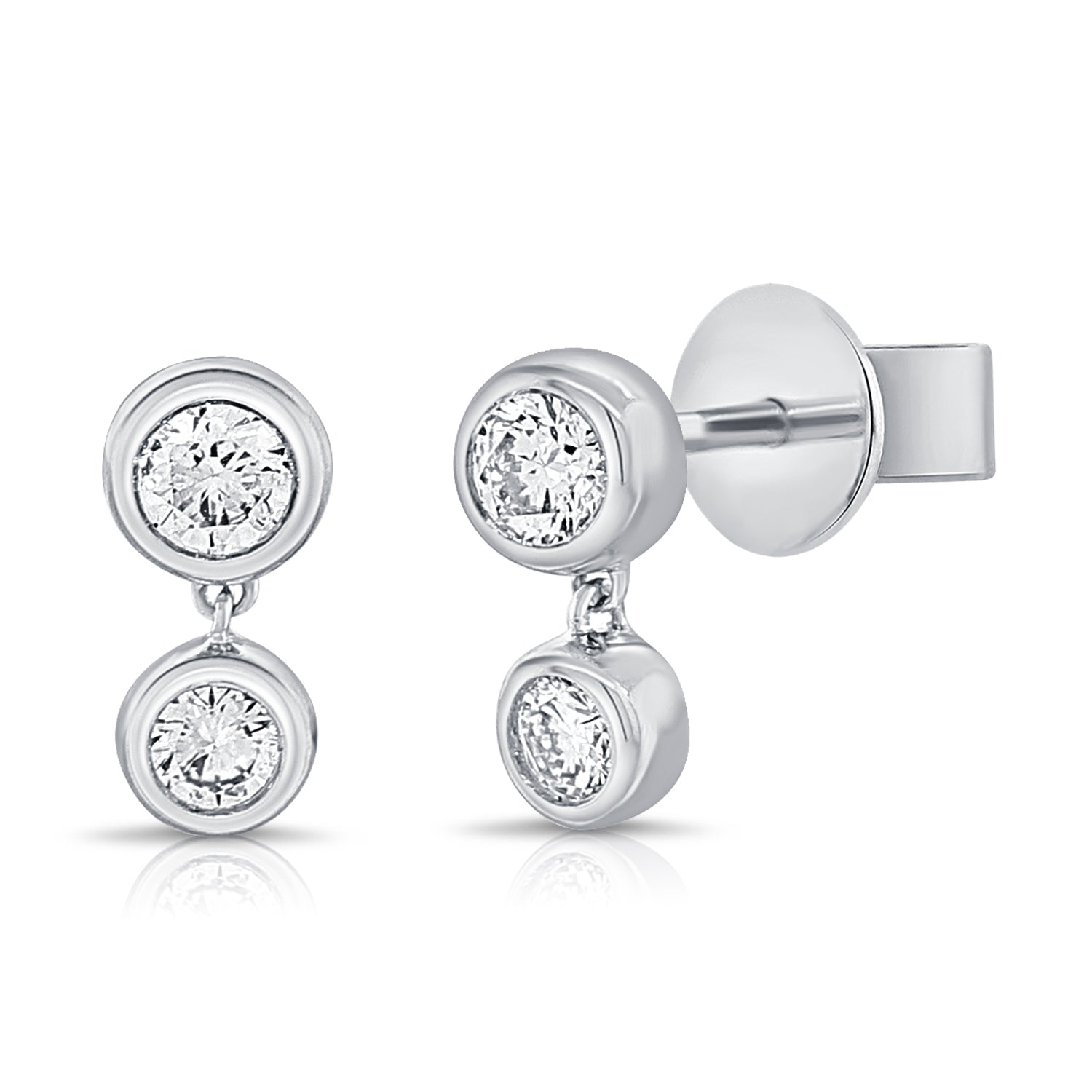 14K Gold Diamond Dangle Stud Earrings - 0.30 CT