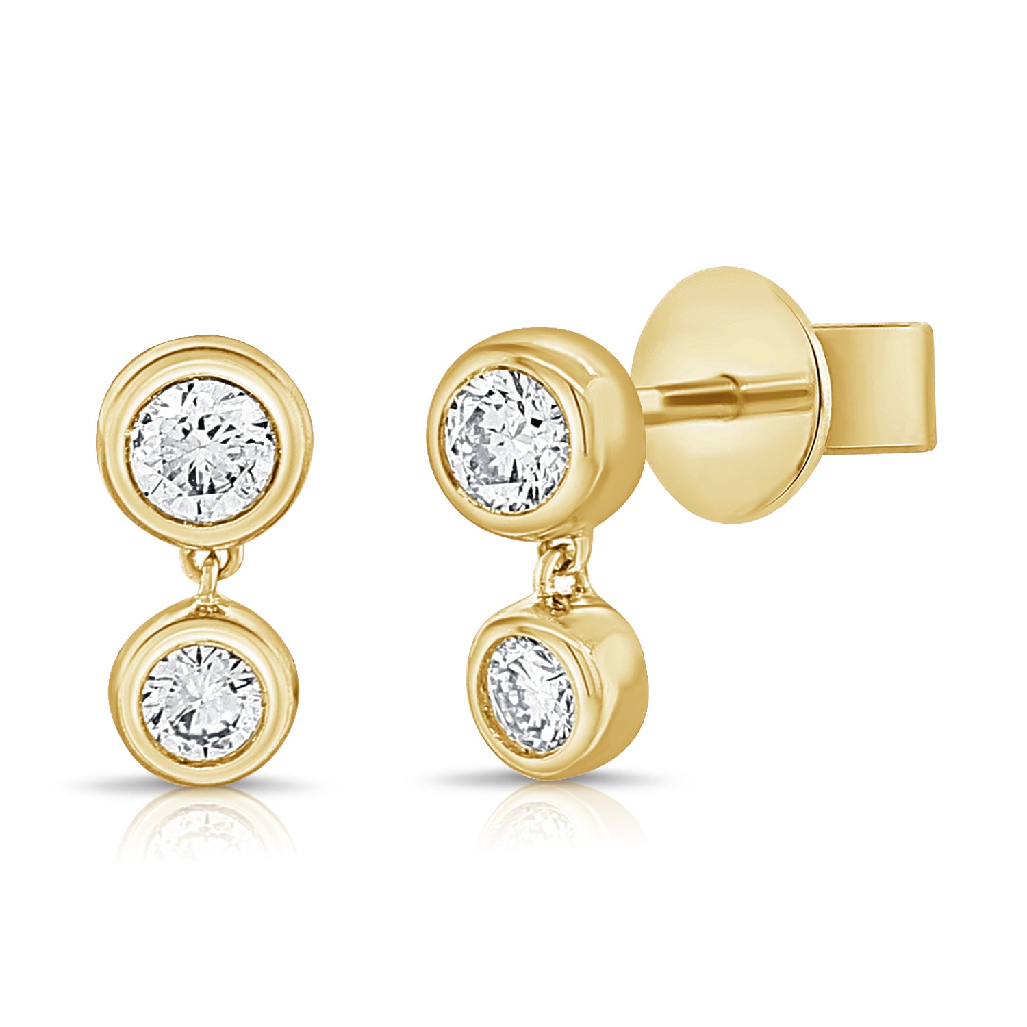 14K Gold Diamond Dangle Stud Earrings - 0.30 CT