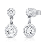 14K Gold Diamond Bezel Set Dangle Earrings - 0.26 CT