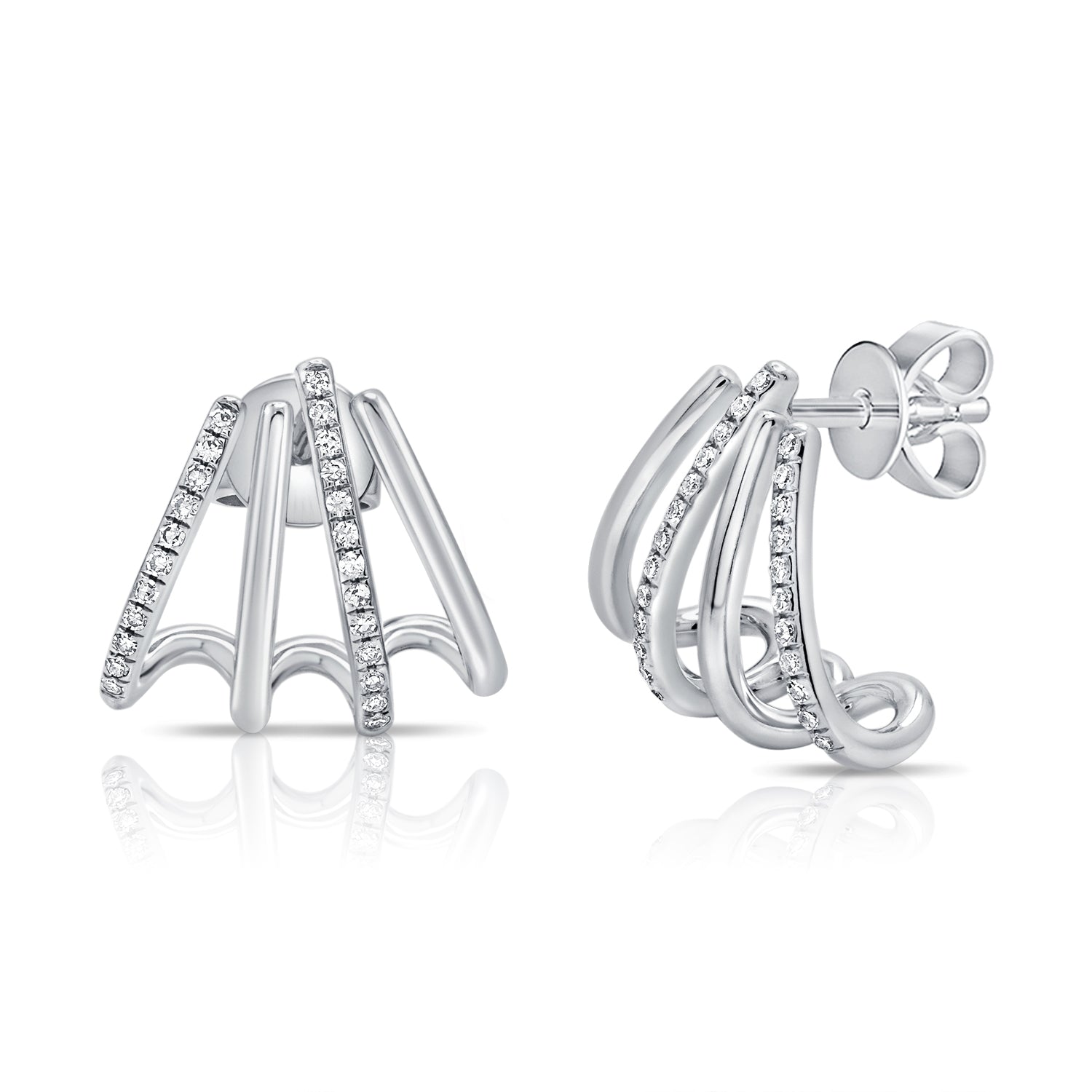 14K Gold Diamond Cage Earrings- 0.12 CT