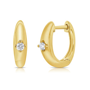 14K Gold Diamond Hoop Earring