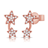 14K Gold Diamond Star Earrings - 0.14 CT