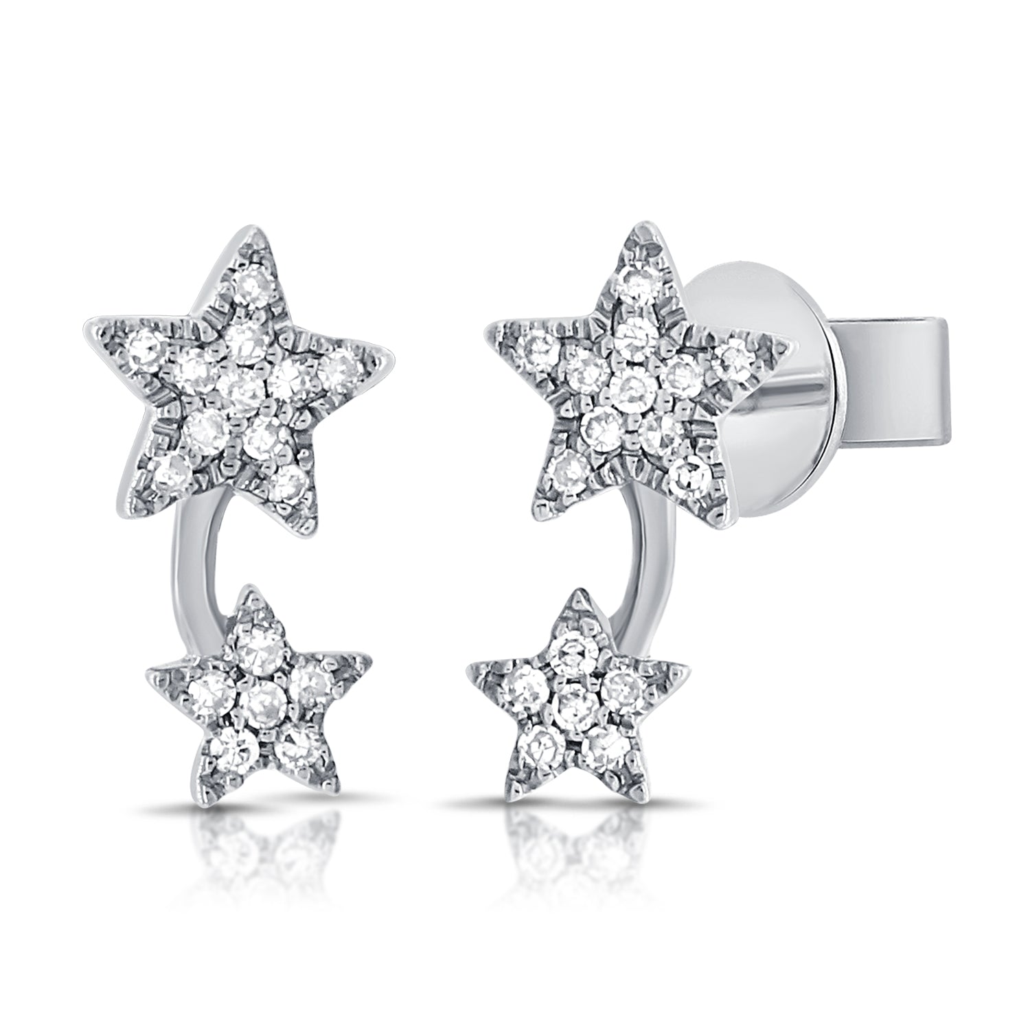 14K Gold Diamond Star Earrings - 0.14 CT
