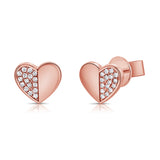 14K Gold Diamond Heart Stud Earrings - 0.11 CT