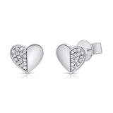 14K Gold Diamond Heart Stud Earrings - 0.11 CT