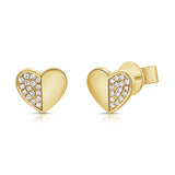 14K Gold Diamond Heart Stud Earrings - 0.11 CT