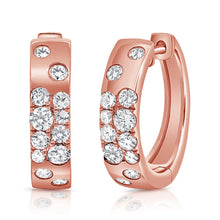 Load image into Gallery viewer, 14k Gold &amp; Floating Diamond Huggie Earrings