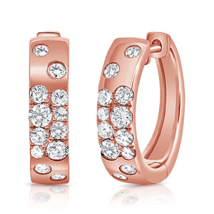 14k Gold & Floating Diamond Huggie Earrings