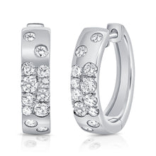 Load image into Gallery viewer, 14k Gold &amp; Floating Diamond Huggie Earrings