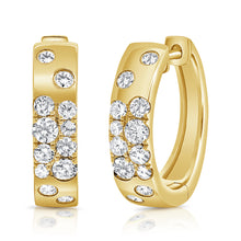 Load image into Gallery viewer, 14k Gold &amp; Floating Diamond Huggie Earrings