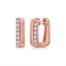 Load image into Gallery viewer, 14K Gold &amp; Diamond Rectangle Huggie Earrings
