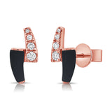 14K Gold Onyx & Diamond Stud Earring - 0.14 CT