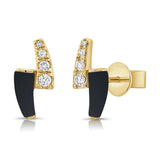 14K Gold Onyx & Diamond Stud Earring - 0.14 CT