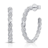 14K Gold Diamond Twist Hoop Earrings - 0.15 CT