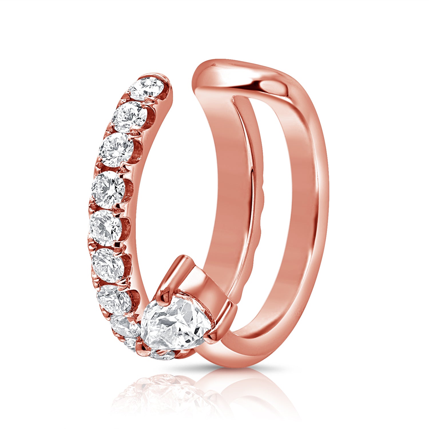 14K Gold Single Diamond Ear Cuff- 0.43 CT