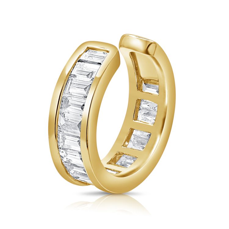 14K Gold Single Diamond Baguette Ear Cuff - 0.64 CT