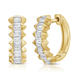 14K GOLD DIAMOND BAUGUETTE HOOP EARRINGS- 1.12 CT