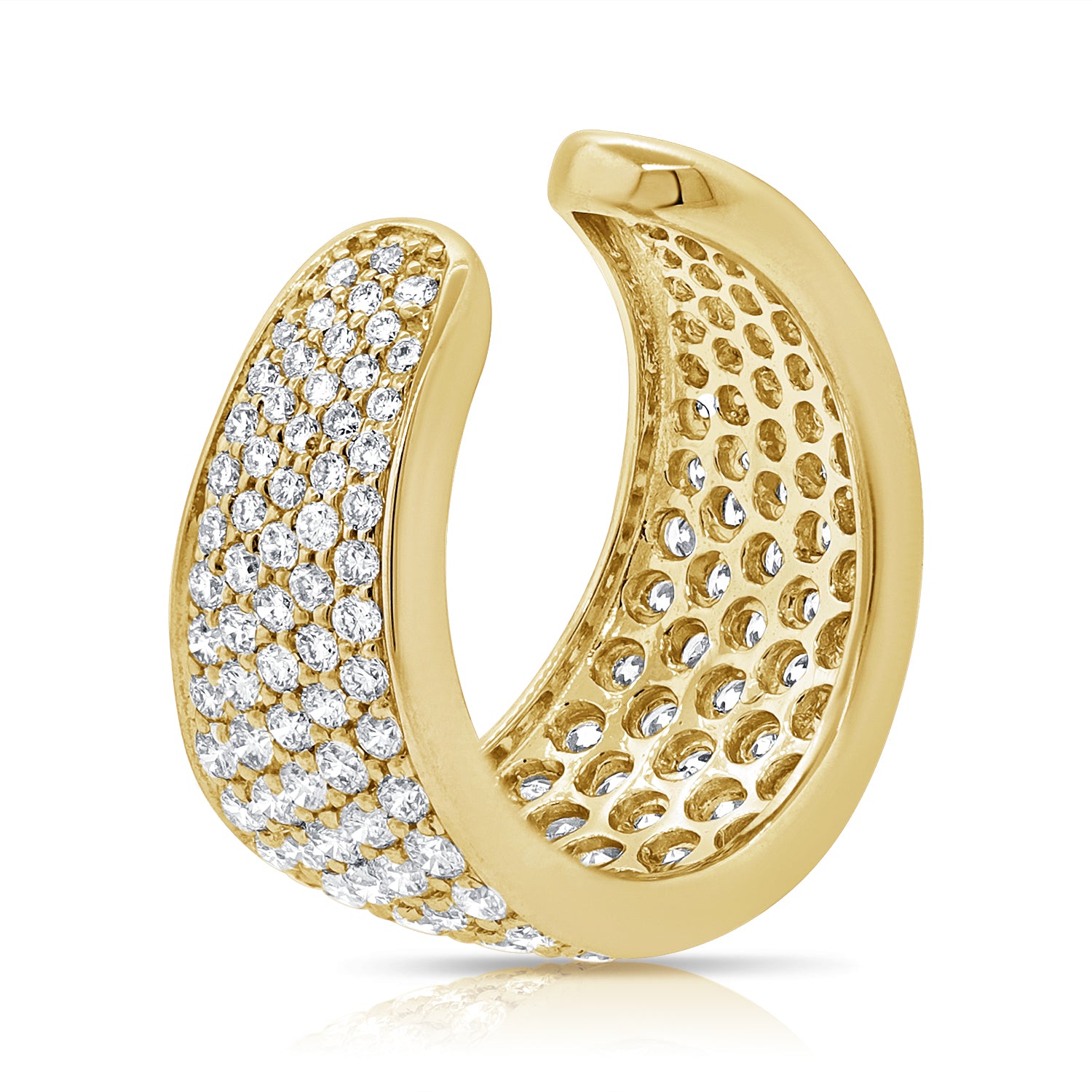 14K Gold Single Diamond Ear Cuff - 1.50 CT