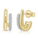 14K Gold Diamond Cage Earrings - 0.13 CT.