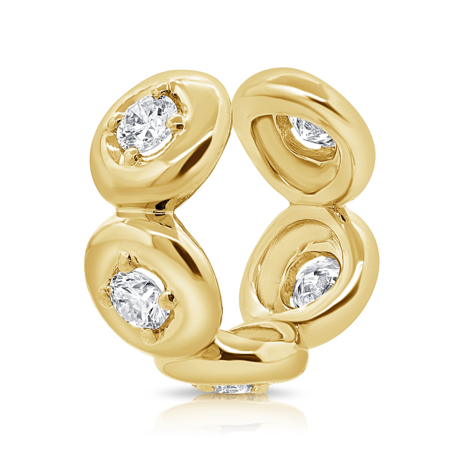 14K Gold Single Diamond Bezel Set Ear Cuff - 0.38 CT