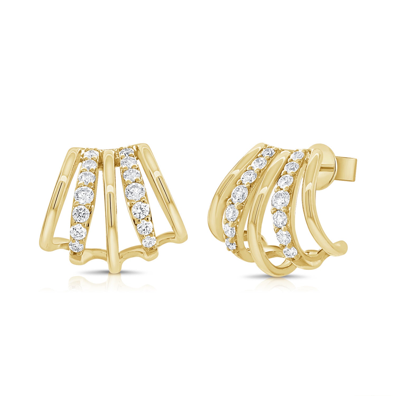 14K Gold Diamond Cage Earrings- 0.68 CT