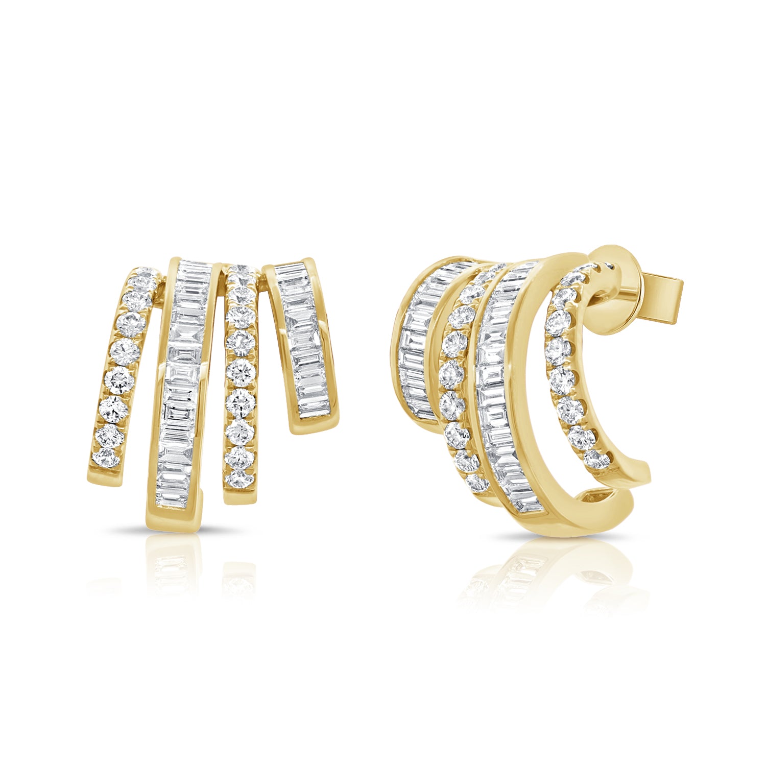 14K Gold Diamond Cage Earrings - 1.68 CT
