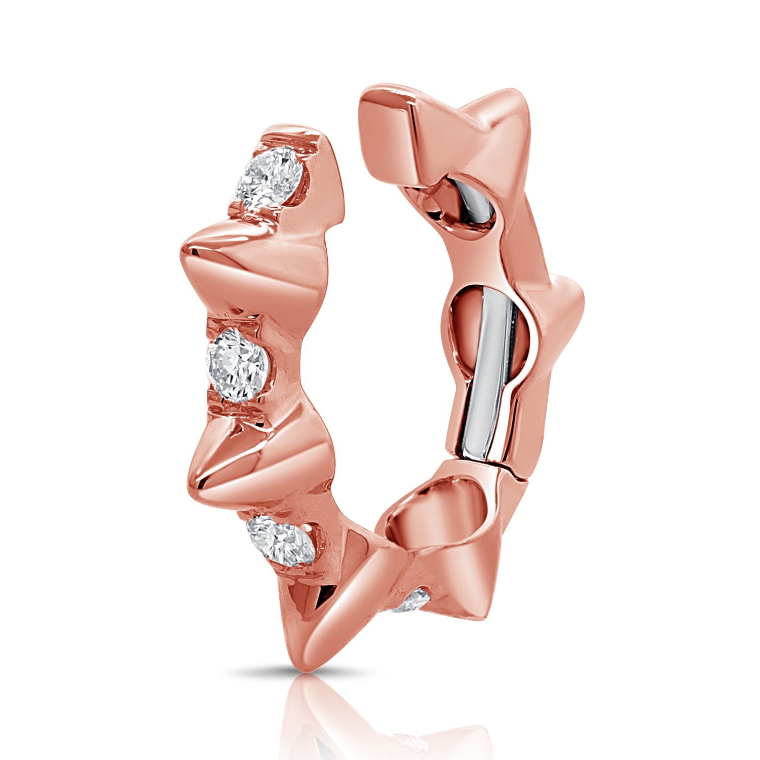 14K Gold Single Diamond Ear Cuff - 0.12 CT