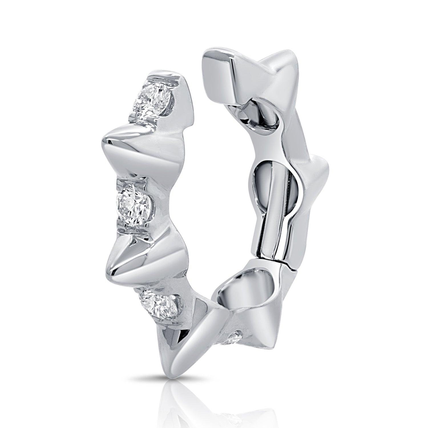 14K Gold Single Diamond Ear Cuff - 0.12 CT