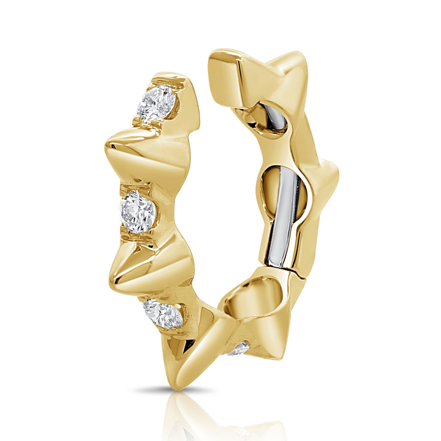 14K Gold Single Diamond Ear Cuff - 0.12 CT