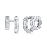 14K Gold Baguette Diamond Cuff Huggie Earrings - 1.34 CT