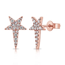 Load image into Gallery viewer, 14K Gold &amp; Diamond Star Stud Earrings