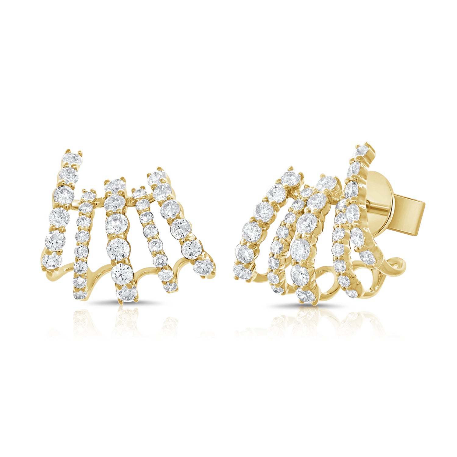 14K Gold Diamond Cage Earrings- 1.97 CT