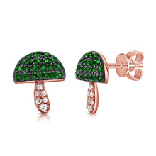 Load image into Gallery viewer, 14K Gold Diamond &amp; Gemstone Mushroom Stud Earrings