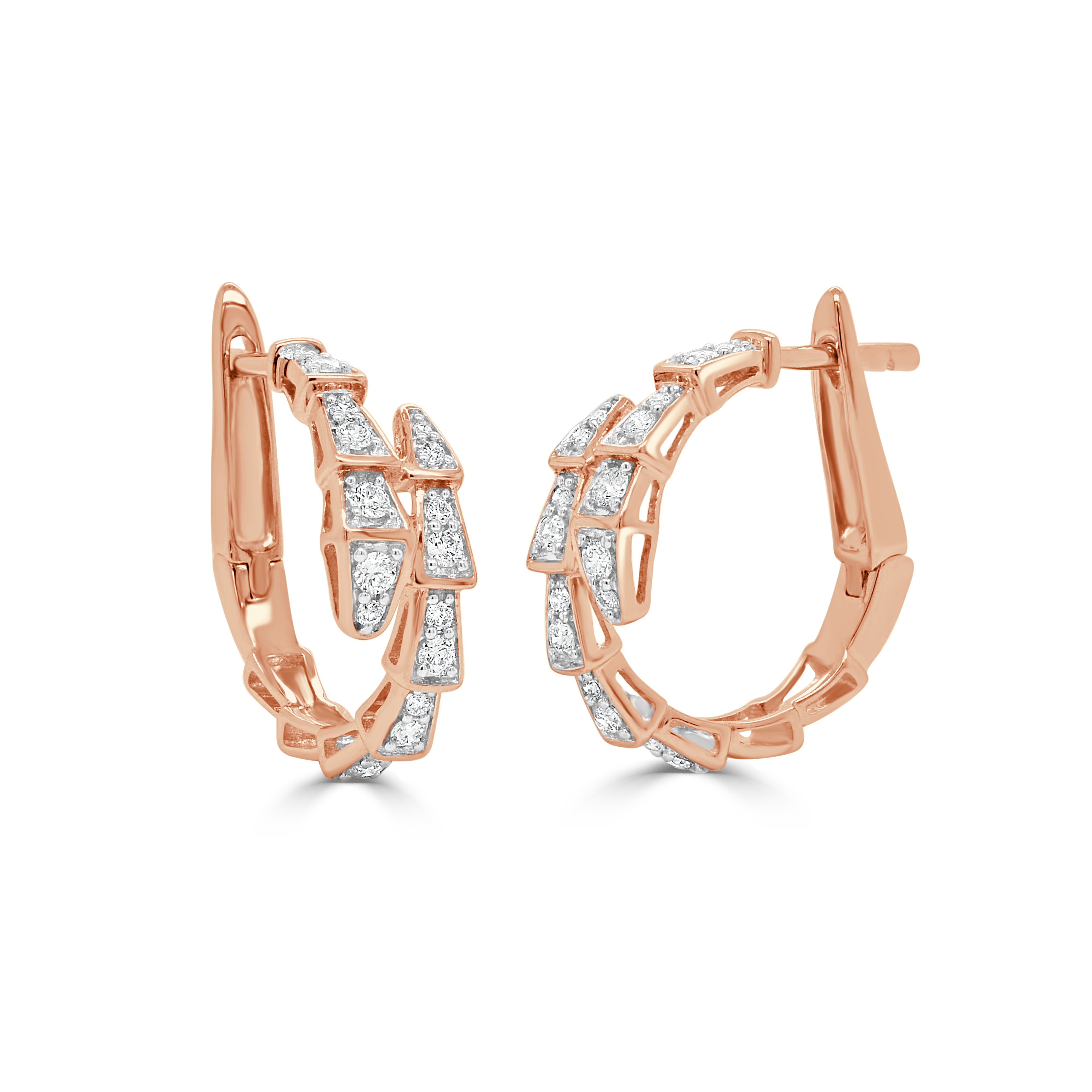 14K Gold & Diamond Snake Inspired Hoop - 0.30ct