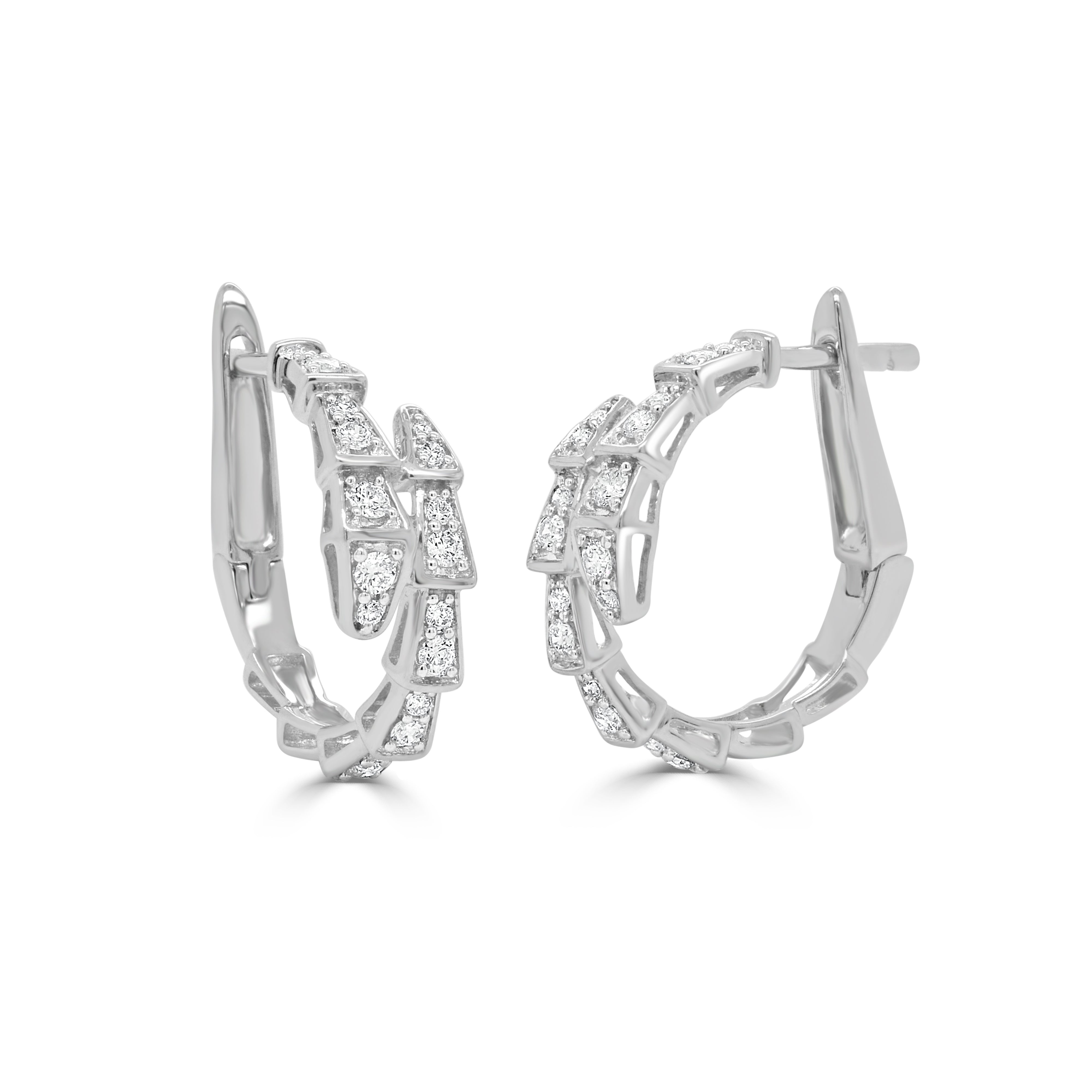 14K Gold & Diamond Snake Inspired Hoop - 0.30ct