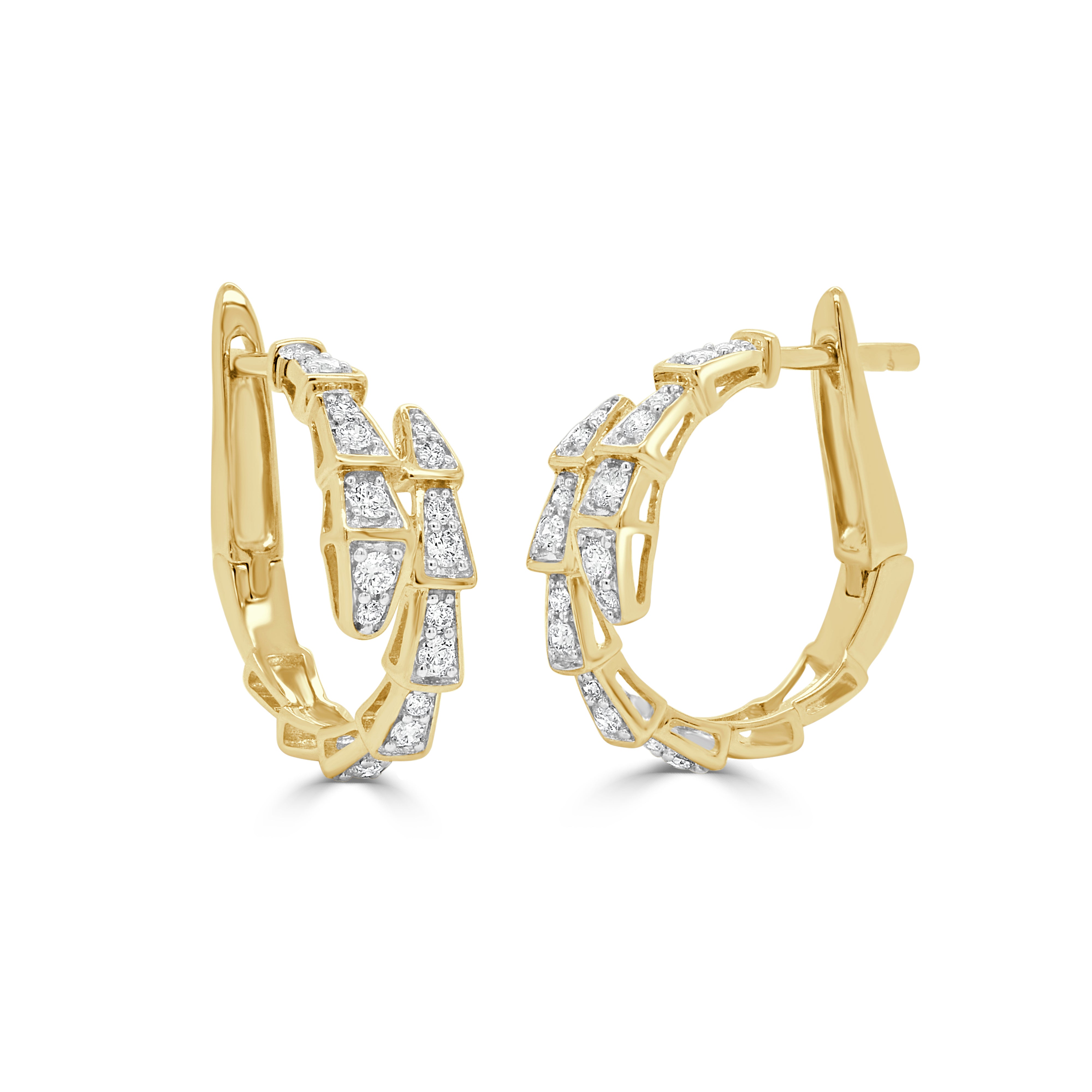 14K Gold & Diamond Snake Inspired Hoop - 0.30ct