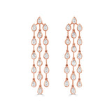 14K Gold Bezel Set Pear Shape Diamond Triple Drop Earrings - 3.78 CT