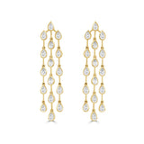 14K Gold Bezel Set Pear Shape Diamond Triple Drop Earrings - 3.78 CT
